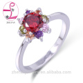 Factory Gemstone wholesale handmade sterling silver 925 rings with flower shape cz